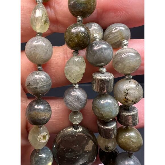NEW pyrite and labradorite 32 inch necklace with sterling silver clasp - Picture 12 of 15